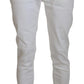 Chic White Cotton Blend Trousers