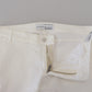 Chic White Cotton Blend Trousers