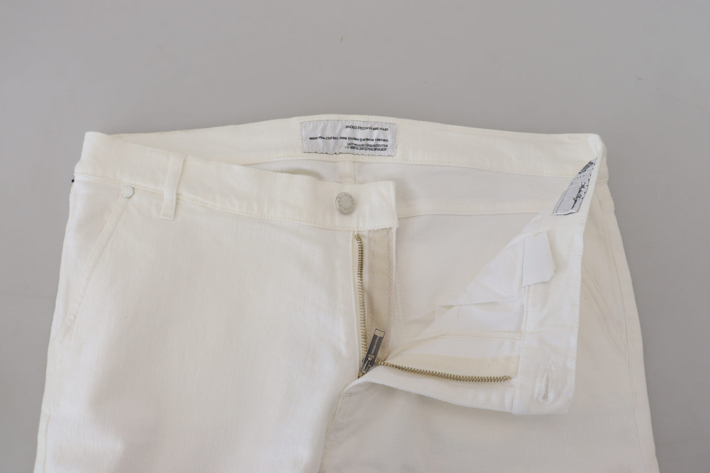 Chic White Cotton Blend Trousers