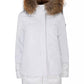 Chic White Technical Fabric Jacket with Fur Hood