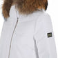 Chic White Technical Fabric Jacket with Fur Hood