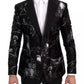 Elegant Silk Two-Button Jacket with Bird Print