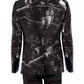 Elegant Silk Two-Button Jacket with Bird Print