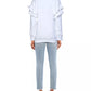 Elegant White Cotton Sweatshirt with Brand Print