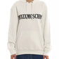 Chic White Cotton Hoodie with Contrast Print