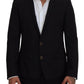 Elegant Black Formal Wool Blend Blazer