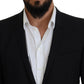 Elegant Black Formal Wool Blend Blazer