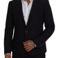 Elegant Black Formal Wool Blend Blazer