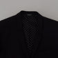 Elegant Black Formal Wool Blend Blazer