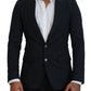 Chic Blue Single Breasted Formal Blazer