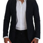 Chic Blue Single Breasted Formal Blazer