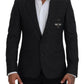 Elegant Gray Single Breasted Wool Blazer
