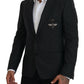 Elegant Gray Single Breasted Wool Blazer