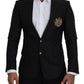 Elegant Black Silk Blend Martini Blazer