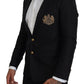 Elegant Black Silk Blend Martini Blazer