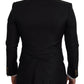 Elegant Black Silk Blend Martini Blazer