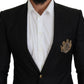 Elegant Black Silk Blend Martini Blazer