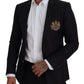 Elegant Black Silk Blend Martini Blazer