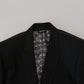Elegant Black Silk Blend Martini Blazer