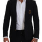 Elegant Black Wool Formal Blazer