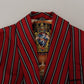 Elegant Red Striped Long Robe Luxury Wear