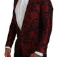 Elegant Red Floral Jacquard Blazer