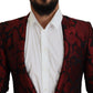 Elegant Red Floral Jacquard Blazer