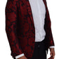 Elegant Red Floral Jacquard Blazer