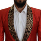 Red Sicilian Silk Single-Breasted Blazer