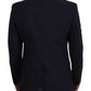 Elegant Navy Wool Blend Martini Blazer