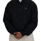 Elegant Black Nylon Bomber Jacket