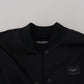 Elegant Black Nylon Bomber Jacket
