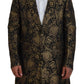 Opulent Black and Gold Jacquard Coat