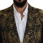 Opulent Black and Gold Jacquard Coat
