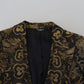 Opulent Black and Gold Jacquard Coat