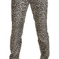 Elegant Beige Leopard Print Pants