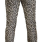 Elegant Beige Leopard Print Pants