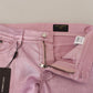 Metallic Pink Loose Denim Jeans