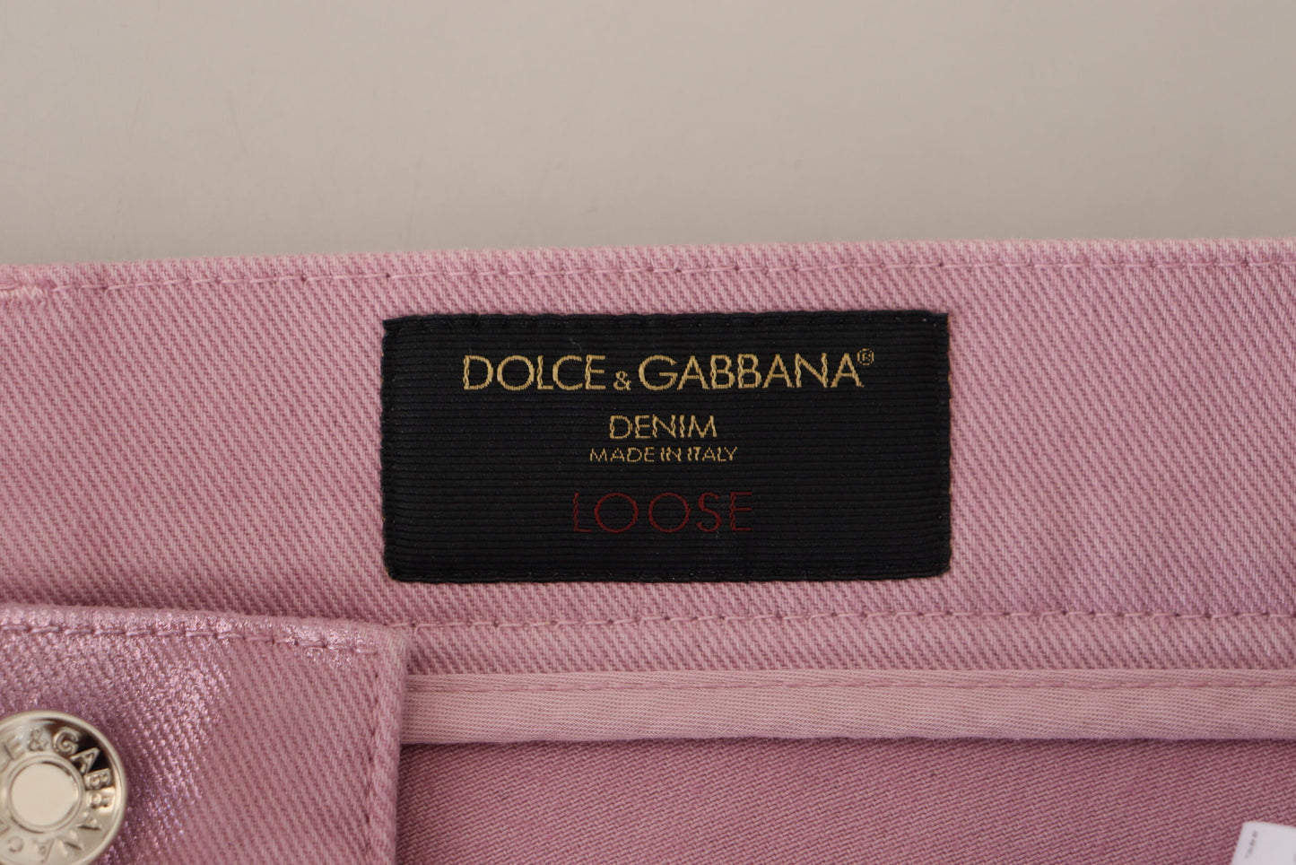 Metallic Pink Loose Denim Jeans