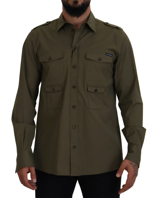 Elegant Green Casual Long Sleeve Shirt