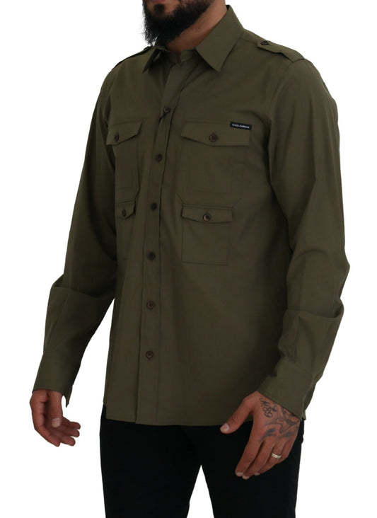 Elegant Green Casual Long Sleeve Shirt
