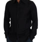Sleek Silk Black Dress Shirt Slim Fit