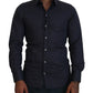 Elegant Slim Fit Dark Blue Dress Shirt