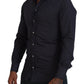 Elegant Slim Fit Dark Blue Dress Shirt