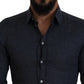Elegant Slim Fit Dark Blue Dress Shirt