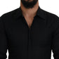 Elegant Slim Fit Black Cotton Dress Shirt