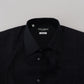 Elegant Slim Fit Black Cotton Dress Shirt