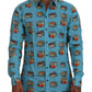 Elegant Light Blue Printed Casual Shirt