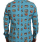 Elegant Light Blue Printed Casual Shirt