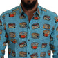 Elegant Light Blue Printed Casual Shirt